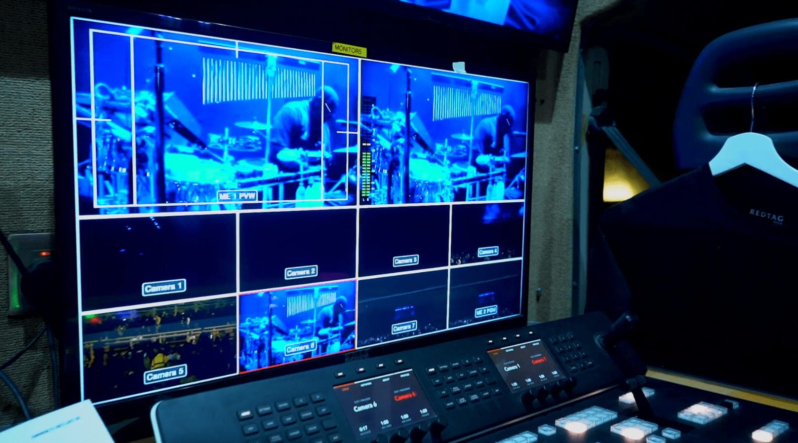 Pi Video Pro's broadcast gallery: an 11-camera multiview wall with PGM tally, cutting a live concert